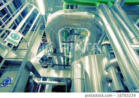 Industrial zone, Steel pipelines, valves and cable 18783239