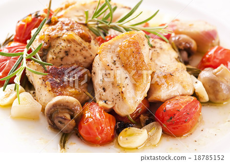 Chicken fillet with mushrooms and tomatos 18785152