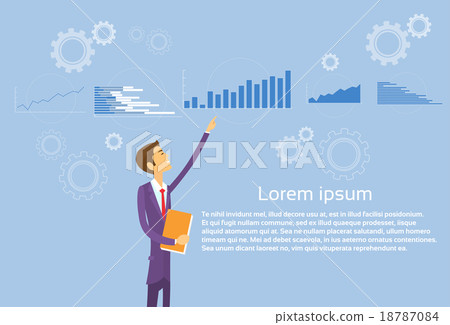Business Man Showing Finance Chart Graph Flat Business Man Showing Finance Chart Graph Flat 18787084