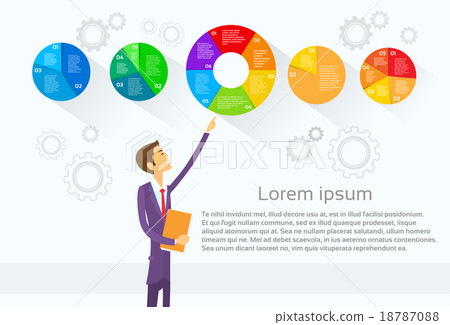 Business Man Showing Pie Diagram Infographic  18787088