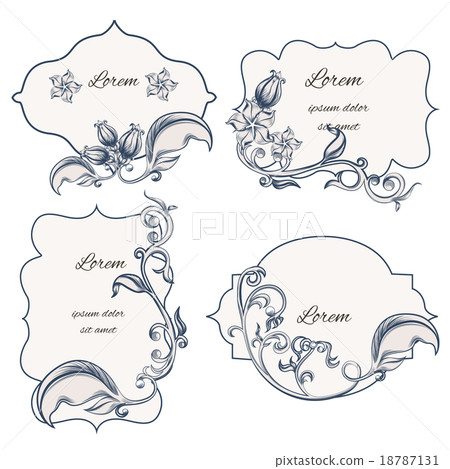 Set floral ornament frame and labels Set floral ornament frame and labels 18787131