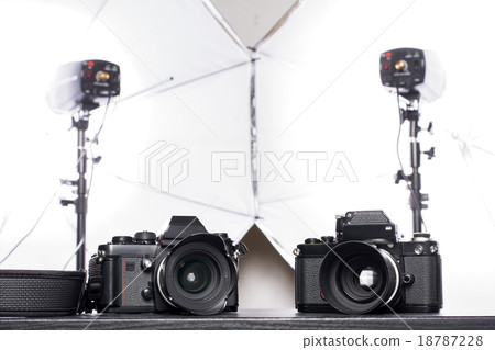 Two film cameras with flash back 18787228