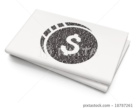 Currency concept: Dollar Coin on Blank Newspaper Currency concept: Dollar Coin on Blank Newspaper 18787261