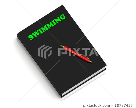 SWIMMING- inscription green letters on black book 18787435