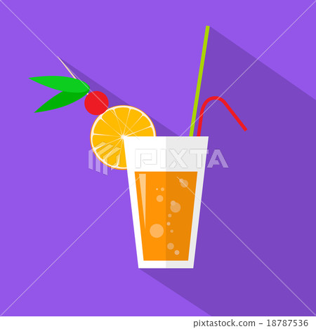 Cocktail Drinks Glass Flat Icon Vector 18787536