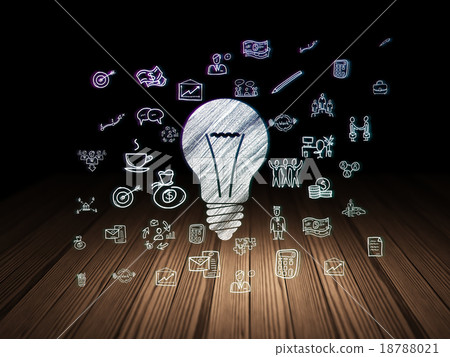 Business concept: Light Bulb in grunge dark room Business concept: Light Bulb in grunge dark room 18788021