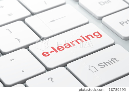 Learning concept: E-learning on computer keyboard 18789393