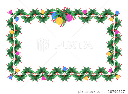 Christmas frame (pink, yellow, blue ball) 18790327