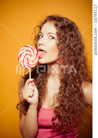 happy young woman with lollipop happy young woman with lollipop 18793117