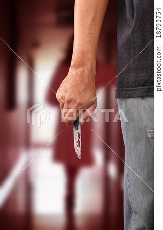 Evil criminal with pocket knife 18793754