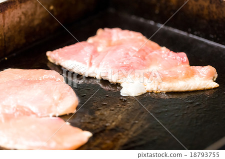 cooking meat in a frying pan 18793755