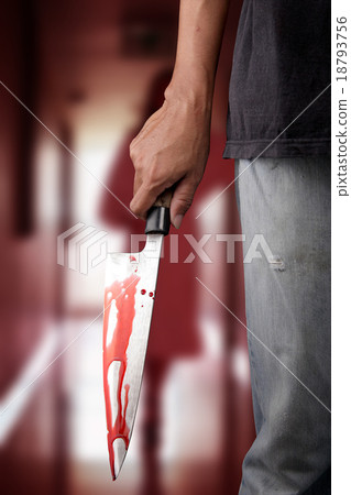 Evil criminal with pocket knife 18793756