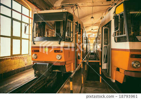 Tram in garage Tram in garage 18793961