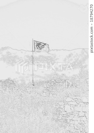 flag of Turkey in town of Side 18794270