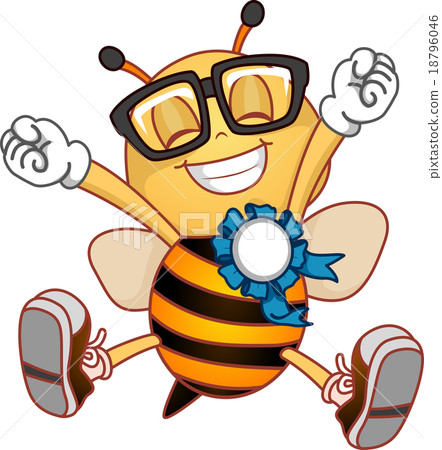 Bee Mascot Happy Ribbon Award - Stock Illustration [18796046] - PIXTA