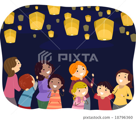 Stickman Moms Kids Floating Lanterns Stickman Moms Kids Floating Lanterns 18796360
