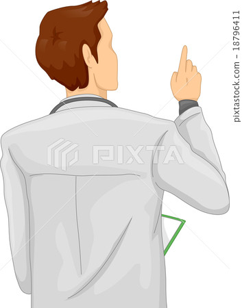 Back View Man Doctor Pointing 18796411