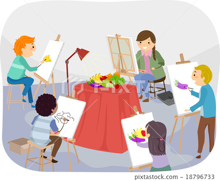 Stickman Teens Painting Indoors Stickman Teens Painting Indoors 18796733
