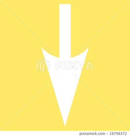 Sharp Down Arrow flat white color icon 18798372