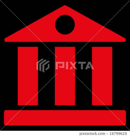 Bank flat red color icon - Stock Illustration [18799628] - PIXTA