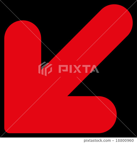 Arrow Down Left flat red color icon 18800960