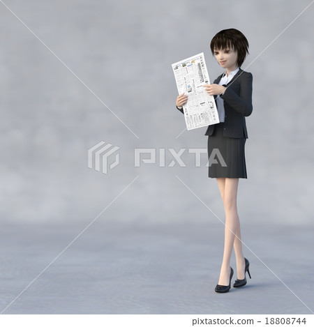 Reading newspaper business woman perming3DCG illustrations material Reading newspaper business woman perming3DCG illustrations material 18808744