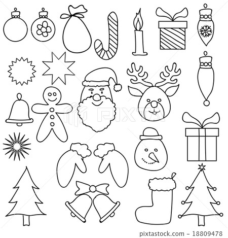 Christmas Ornament Drawing Set Black White 18809478