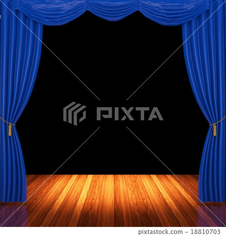 Stage with  blue curtains and spotlight. 18810703