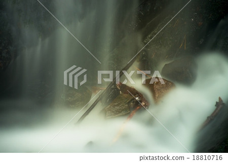 Broken branches and trunks in waterfall 18810716