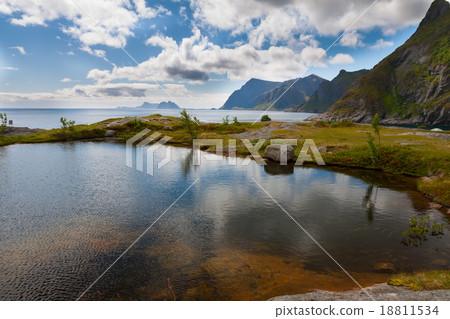 scenic view of fjord and ountains, Norway, Lofoten scenic view of fjord and ountains, Norway, Lofoten 18811534