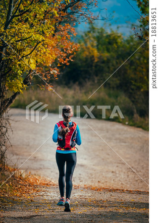 girl running on road girl running on road 18813651