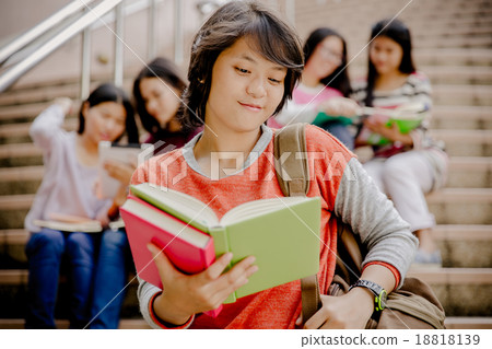 group of happy teen high school students outdoors group of happy teen high school students outdoors 18818139