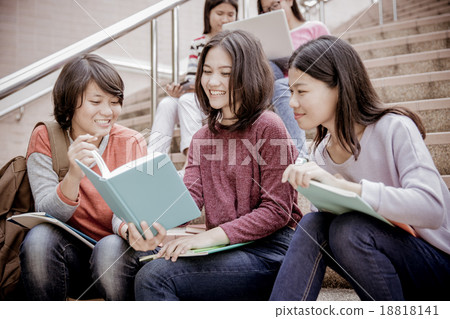 group of happy teen high school students outdoors group of happy teen high school students outdoors 18818141