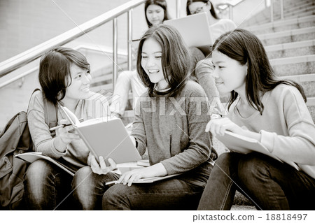 group of happy teen high school students outdoors 18818497