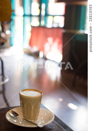 Hot art Latte Coffee in a cup on table 18818565