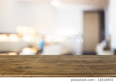 Selected focus empty brown wooden table and Coffee shop blur bac Selected focus empty brown wooden table and Coffee shop blur bac 18818650