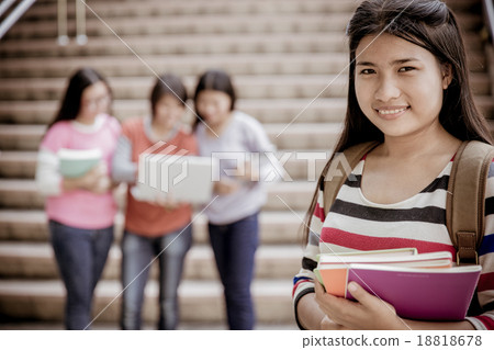 group of happy teen high school students outdoors group of happy teen high school students outdoors 18818678