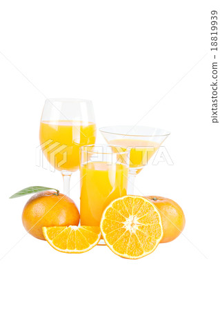 Mandarin oranges and glass isolated. 18819939