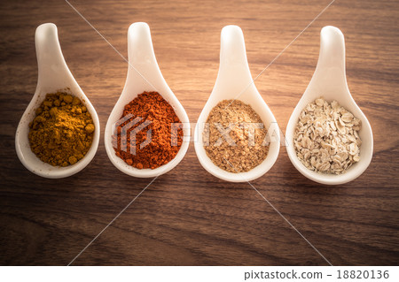 Wooden table of colorful spices 18820136