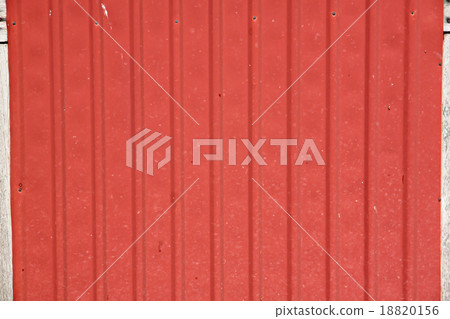 Red corrugated fence. 18820156