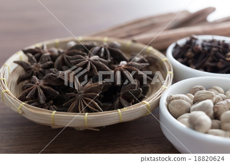 Wooden table of colorful spices 18820624