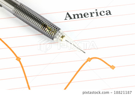 Mechanical pencil point to dot on America graph. 18821187
