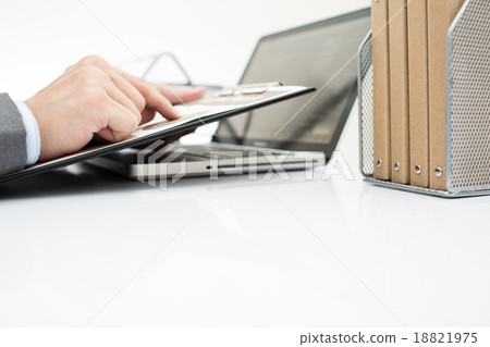 Businessman analyzing investment charts with laptop. Accounting Businessman analyzing investment charts with laptop. Accounting 18821975