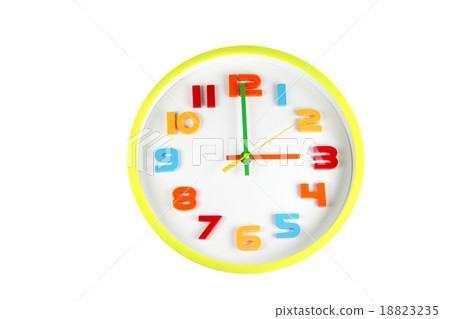 Colorful clock in telling time of three o'clock. Colorful clock in telling time of three o'clock. 18823235