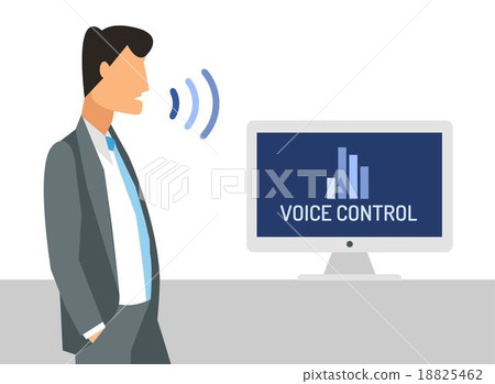 Voice control vector illustration. Smart computer - Stock Illustration ...