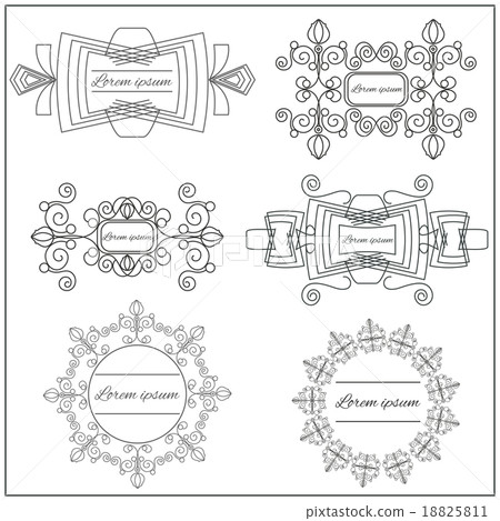 Set logos elegant ornament lines 18825811