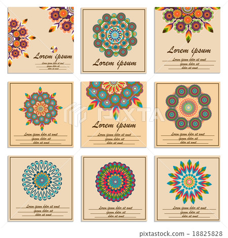 Set ornamental flower mandala greeting cards Set ornamental flower mandala greeting cards 18825828