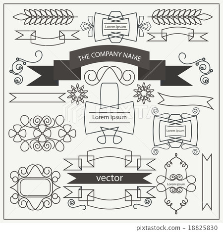Set retro pattern elements, ribbons, curls, frames Set retro pattern elements, ribbons, curls, frames 18825830