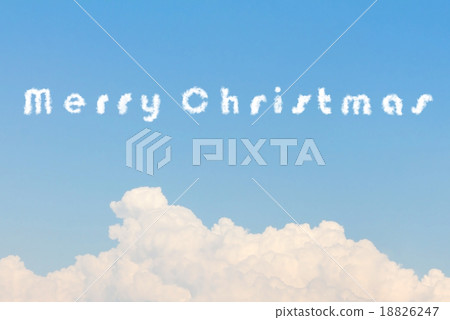 Blue sky background with merry christmas clouds word Blue sky background with merry christmas clouds word 18826247