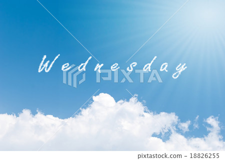 Blue sky background with wednesday clouds word 18826255